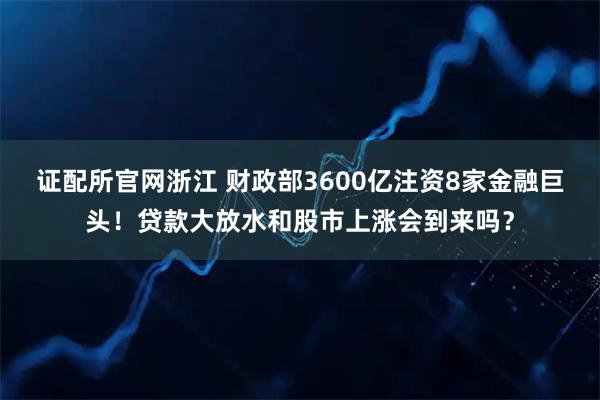 证配所官网浙江 财政部3600亿注资8家金融巨头!贷款大放水和股市上涨会到来吗?